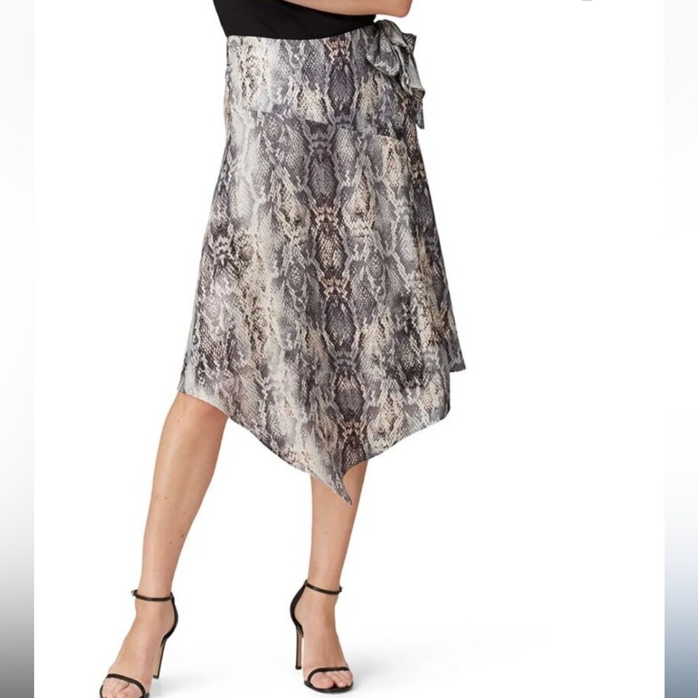 REVOLVE Krisa Asymmetrical Snake Print Midi Wrap Skirt